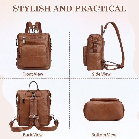 Women’s Vegan Leather Backpack Purse Convertible Fashion Travel Work Bag main image 4